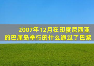 2007年12月在印度尼西亚的巴厘岛举行的什么通过了巴黎