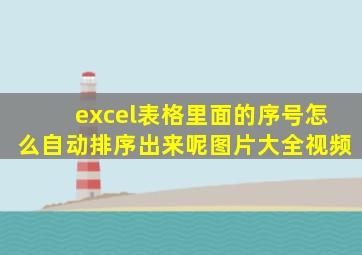 excel表格里面的序号怎么自动排序出来呢图片大全视频