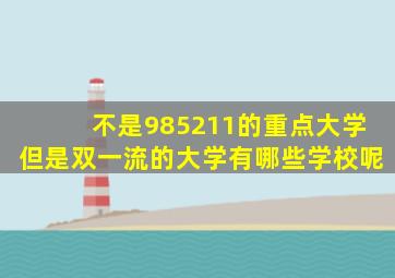 不是985211的重点大学但是双一流的大学有哪些学校呢