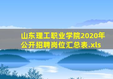 山东理工职业学院2020年公开招聘岗位汇总表.xls