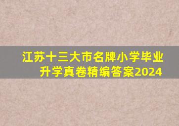 江苏十三大市名牌小学毕业升学真卷精编答案2024