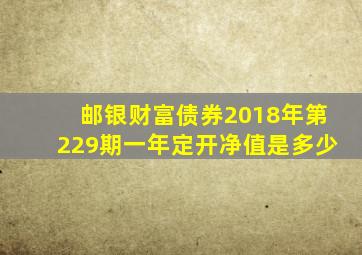 邮银财富债券2018年第229期一年定开净值是多少