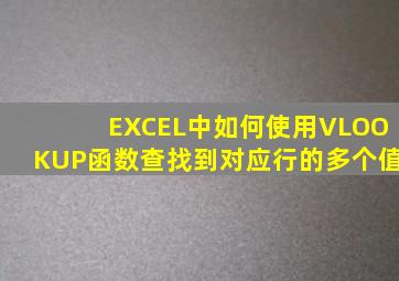 EXCEL中如何使用VLOOKUP函数查找到对应行的多个值