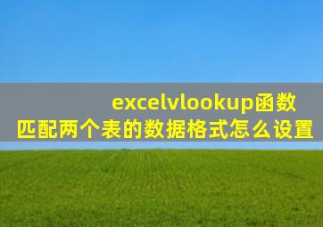 excelvlookup函数匹配两个表的数据格式怎么设置